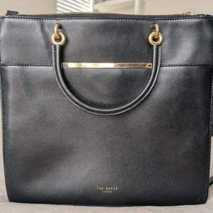 Ted Baker Maureen Black Leather Purse Handbag Crossbody with Gold Hardware